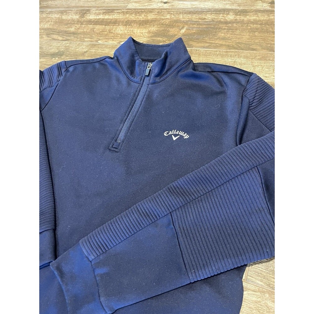 Callaway 1/4 Zip Sweater Mens Large Blue Golf Pullover Long Sleeve Performance